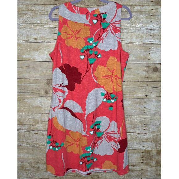 BODEN V NECK BRIGHT LARGE COLORFUL FLORAL CASUAL EVERYDAY PINTUCK COTTON DRESS - Picture 2 of 3